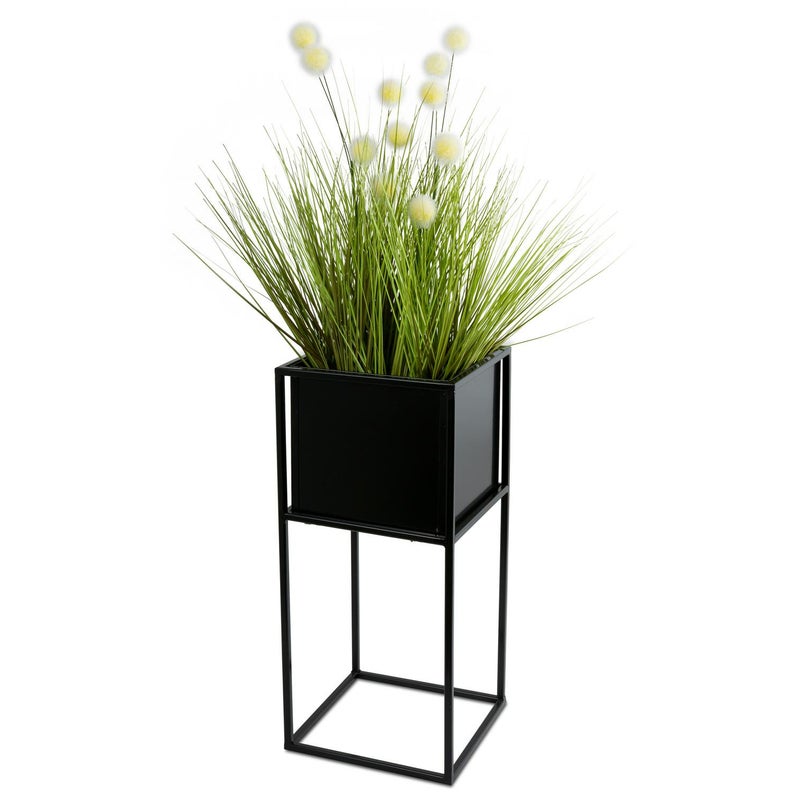 Kwietnik stojący loft HowHomely metalowy czarny 50x24x24 cm 1 szt.