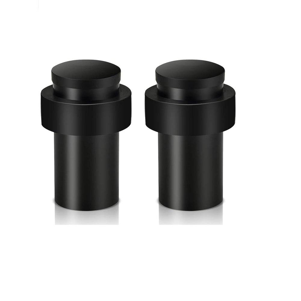 2 sztuki wytrzymałych stalowych ograniczników drzwi do listew przypodłogowych, nowoczesne czarne gumowe ograniczniki drzwi z tłumikiem dźwięku