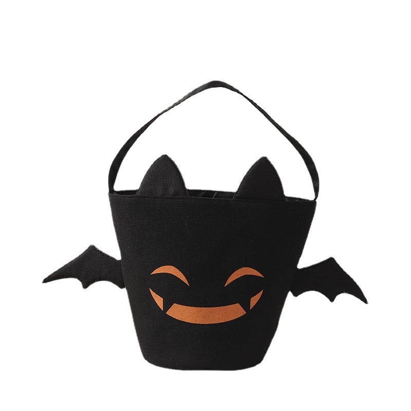Torby słodycze Halloween wiaderko cukierki motywem nietoperza torba płócienna wielokrotnego użytku prezent przyjęcie halloweenowe wiaderko Halloween