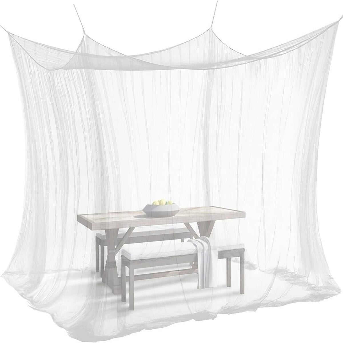 Moskitiera do użytku wewnątrz i na zewnątrz, 300 x 300 x 250 cm, gęstość 220 oczek, rozmiar XXL, do namiotu, przyczepy kempingowej (biała)
