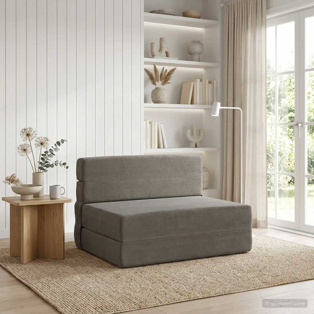 Składana Sofa Łóżko jasnoszary 100 x 80 x 60 cm tkanina vidaXL
