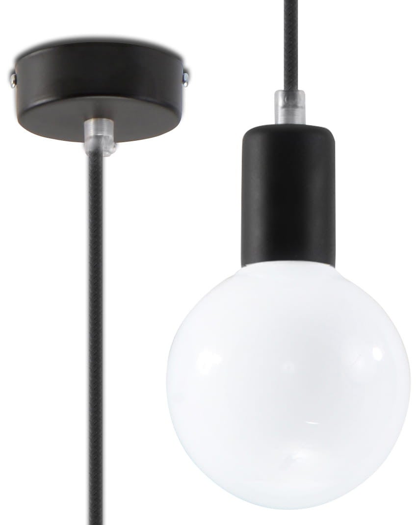 Suspension Tissu Noir E27 1 Edison