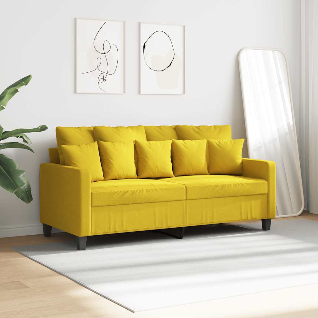 Sofa 2-osobowa, jasnożółta, 140 cm, tapicerowana tkaniną