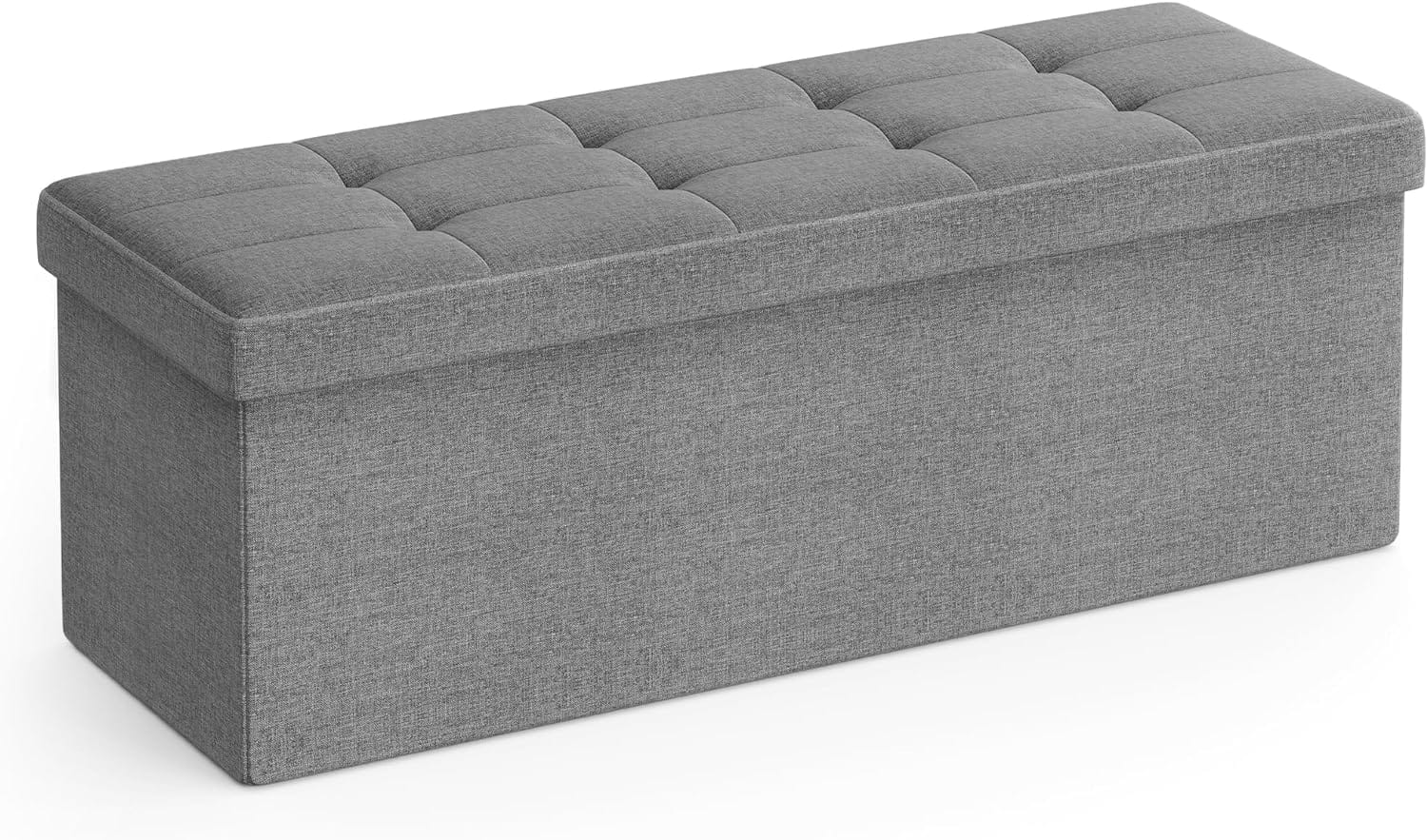 Pufa Songmics 110x38cm tapicerowana jasnoszara prostokątna ze schowkiem