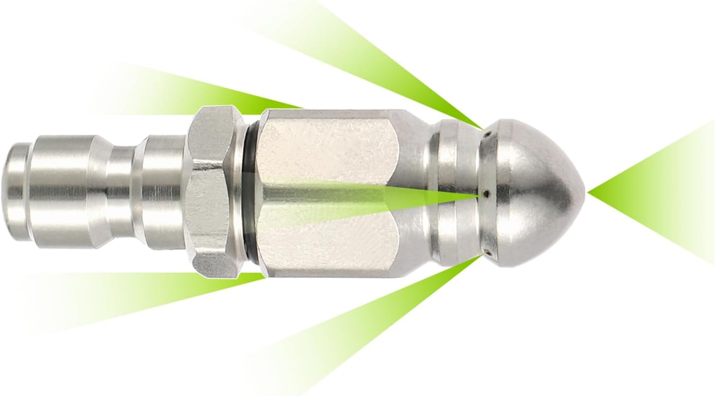1 sztuka dyszy odpływowej ze stali nierdzewnej o ciśnieniu 5000 PSI z szybkozłączką 6,35 mm do czyszczenia odpływów pod ciśnieniem (1/4")