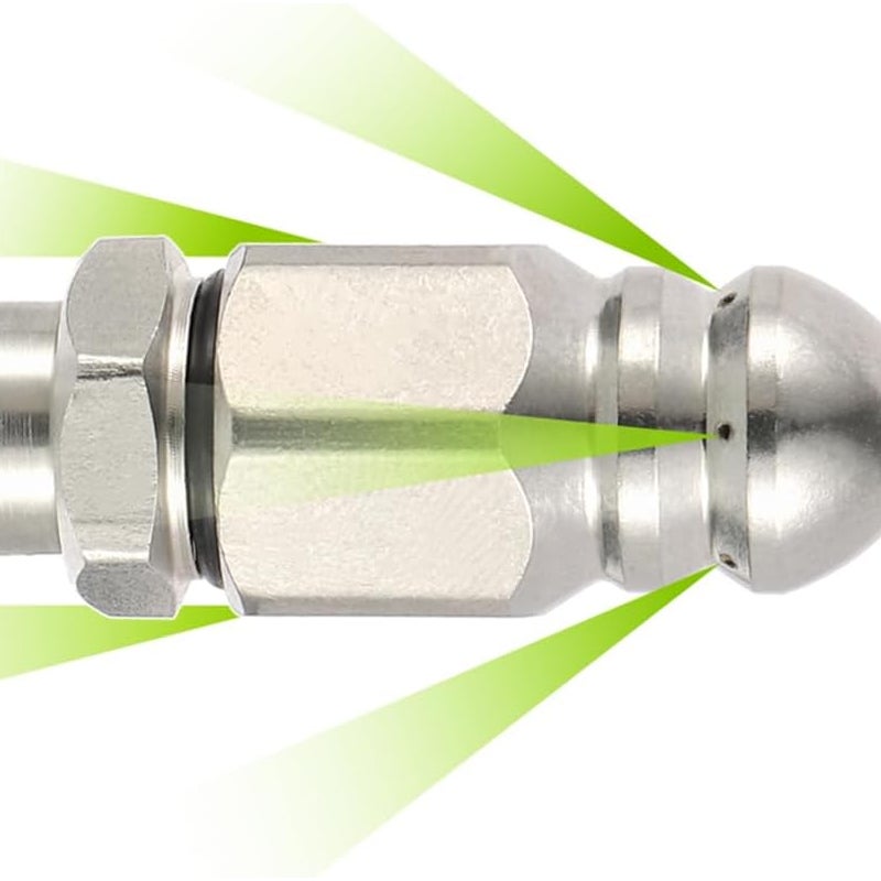 1 sztuka dyszy odpływowej ze stali nierdzewnej o ciśnieniu 5000 PSI z szybkozłączką 6,35 mm do czyszczenia odpływów pod ciśnieniem (1/4")