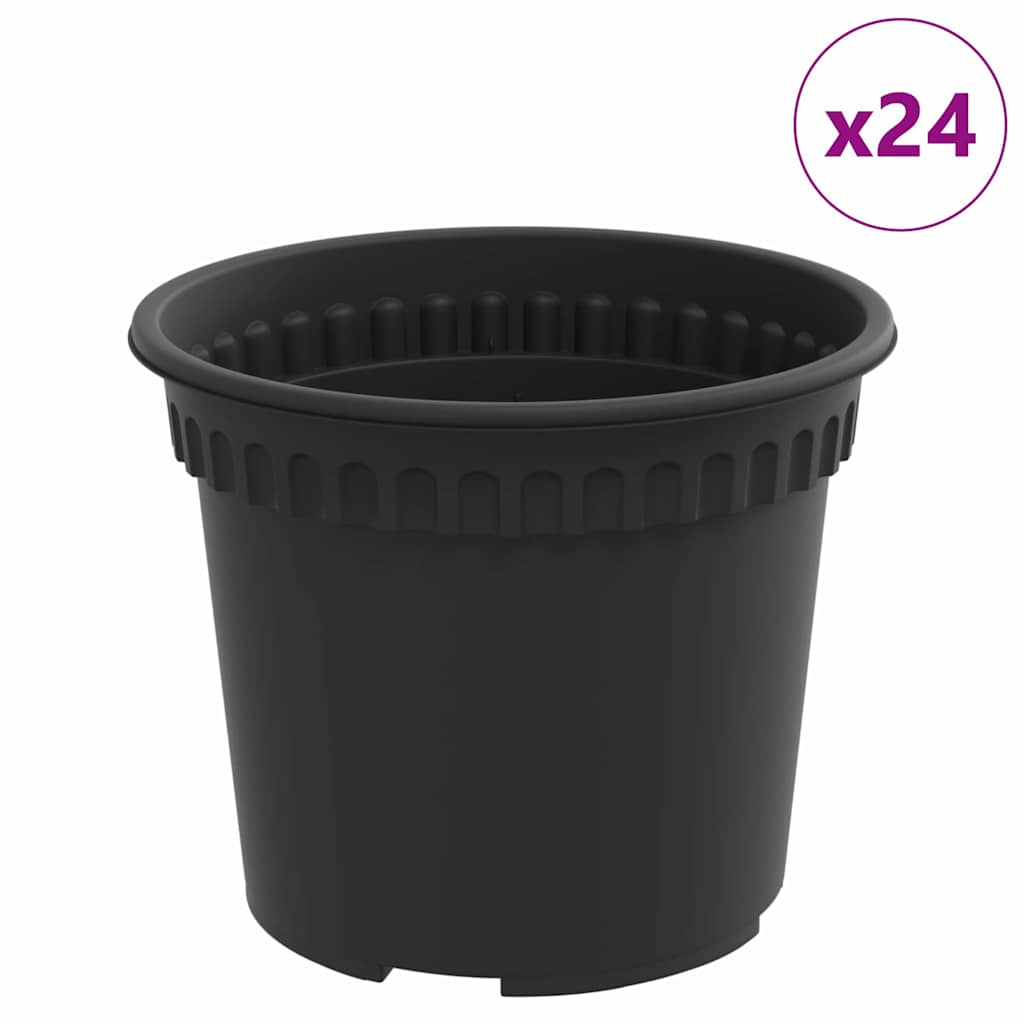 Okrągła doniczka na kwiaty 24 pcs Czarny Ø 12,5 x 10 cm