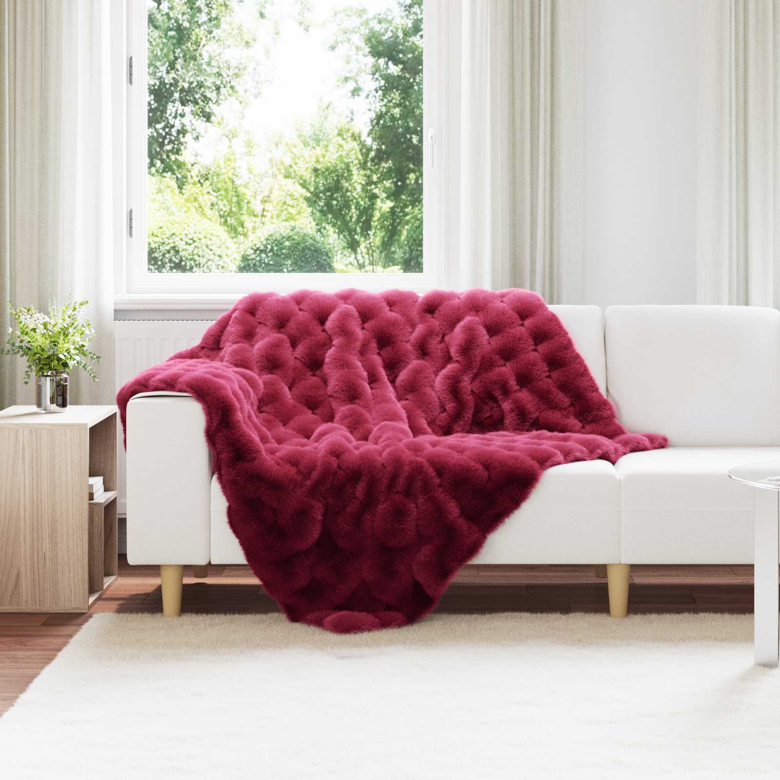 Koc antypoślizgowy z sztucznego futra królika Olite 4 pcs vidaXL