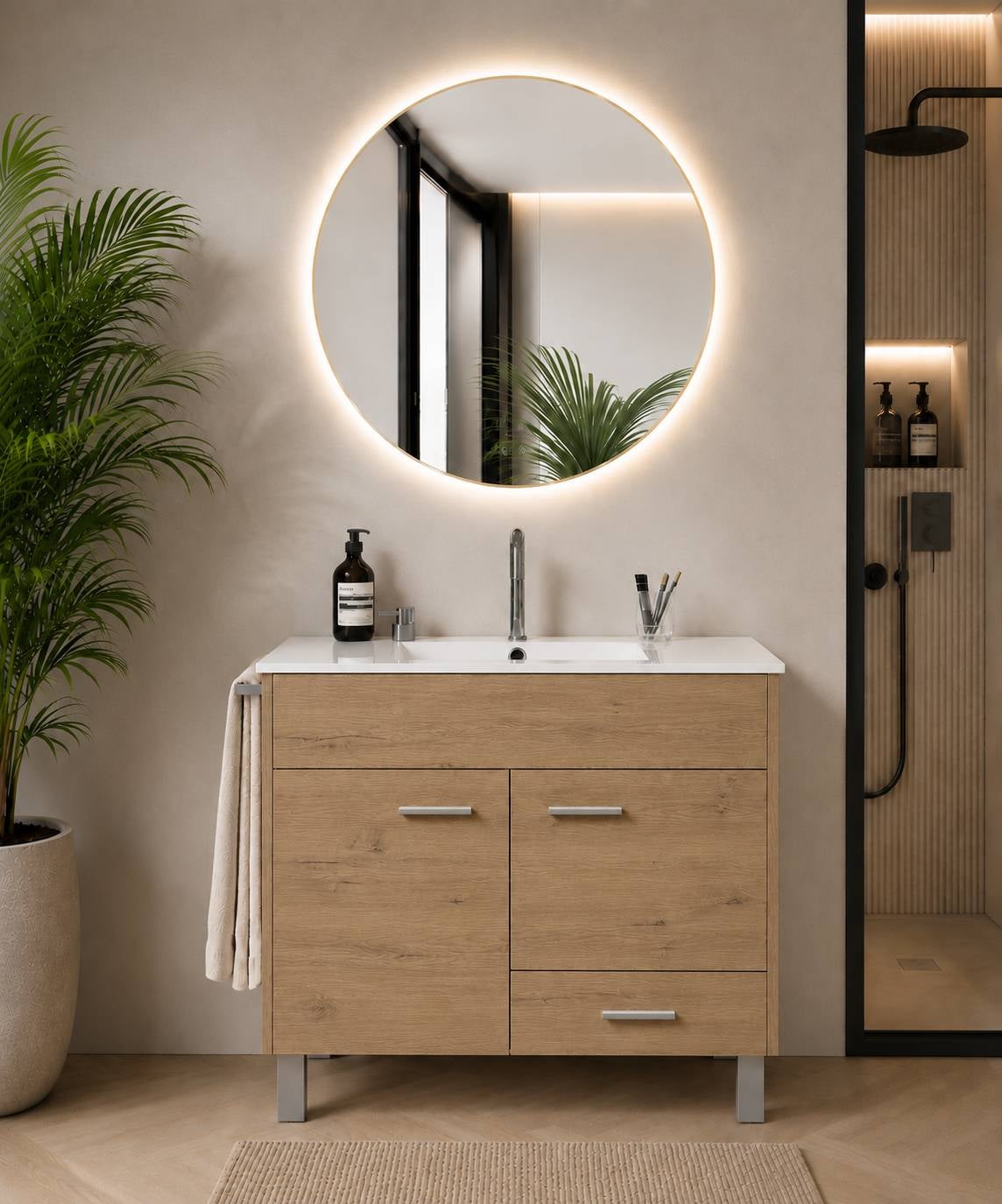 Szafka łazienkowa z umywalką ORIGENBATH SAMOS bez lustra 80x45 cm estepa