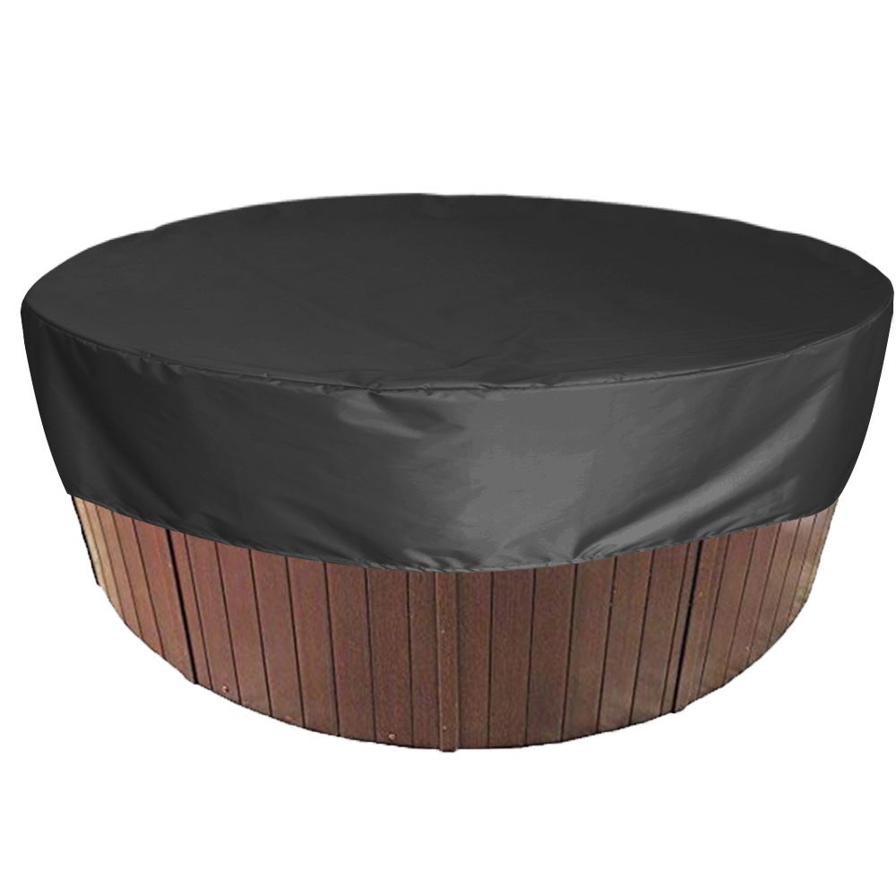 Okrągłe przykrycie basenu, wodoodporny pokrowiec ochronny na spa, 190T do użytku zewnętrznego na spa i wanny,——Czarny 210*30cm