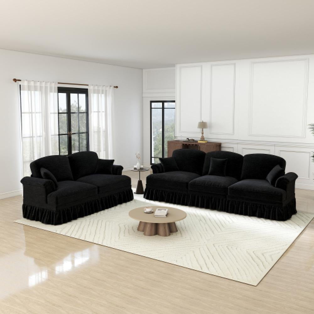 Elegancka, 3-osobowa sofa w stylu średniowieczno-nowoczesnym, z rozszerzanymi podłokietnikami, zdejmowanym błotnikiem