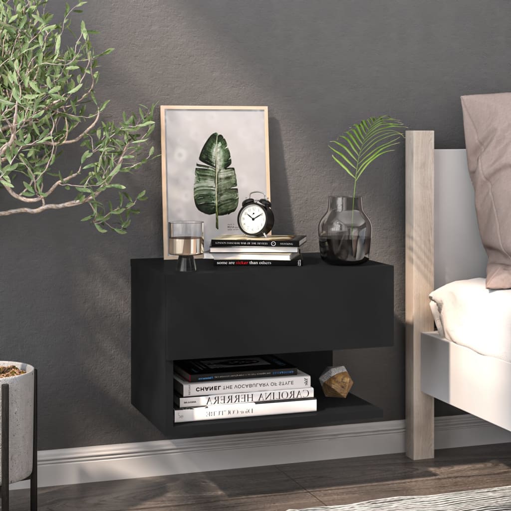 Stolik nocny VidaXL z drewna inżynieryjnego 46 x 29,5 x 30 cm czarny