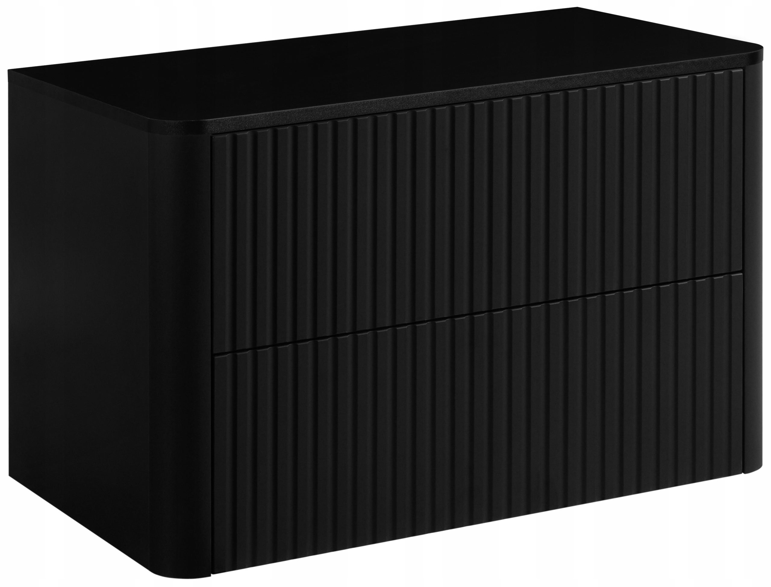 Szafka łazienkowa LINEA 80 cm czarna ryflowana wisząca z blatem