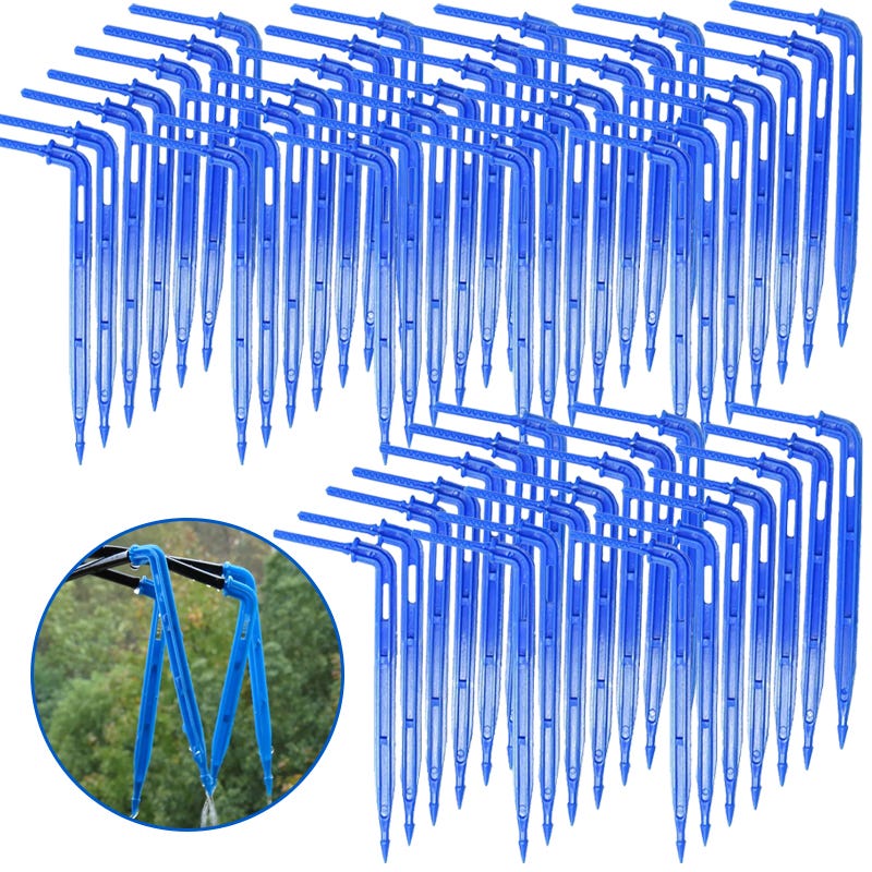 100 sztuk kroplowników Blue Elbow Arrow, elastyczna rura 3/5" do doniczek ogrodowych, systemów nawadniających i narzędzi do podlewania szklarni