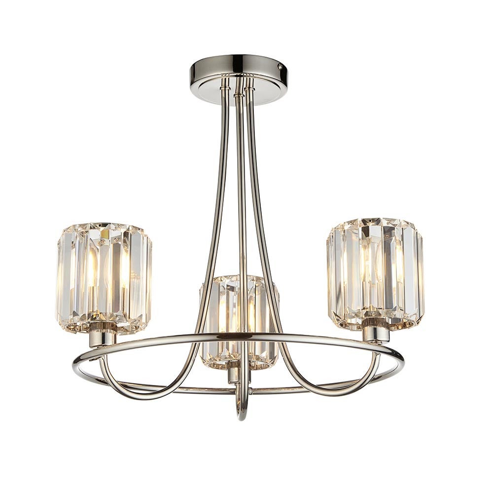 Lampa sufitowa dekoracyjna niklowa ozdobne szklane klosze 3xE14 6W BERENICE Endon