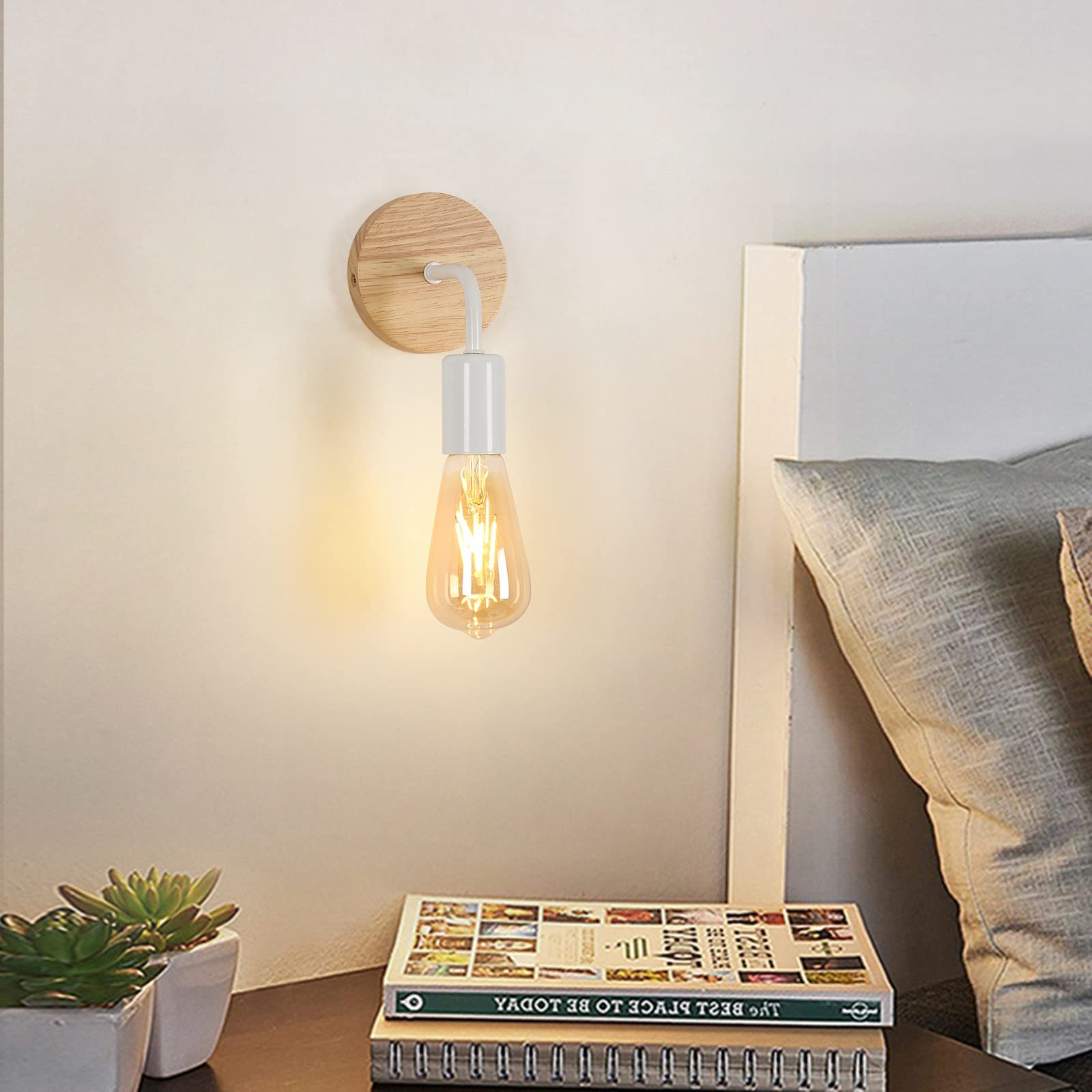 szt Kinkiet wewnętrzny w stylu vintage drewniana lampa ścienna oprawa do oświetlenia wewnętrznego do sypialni salonu korytarza żarówki nie dołączone