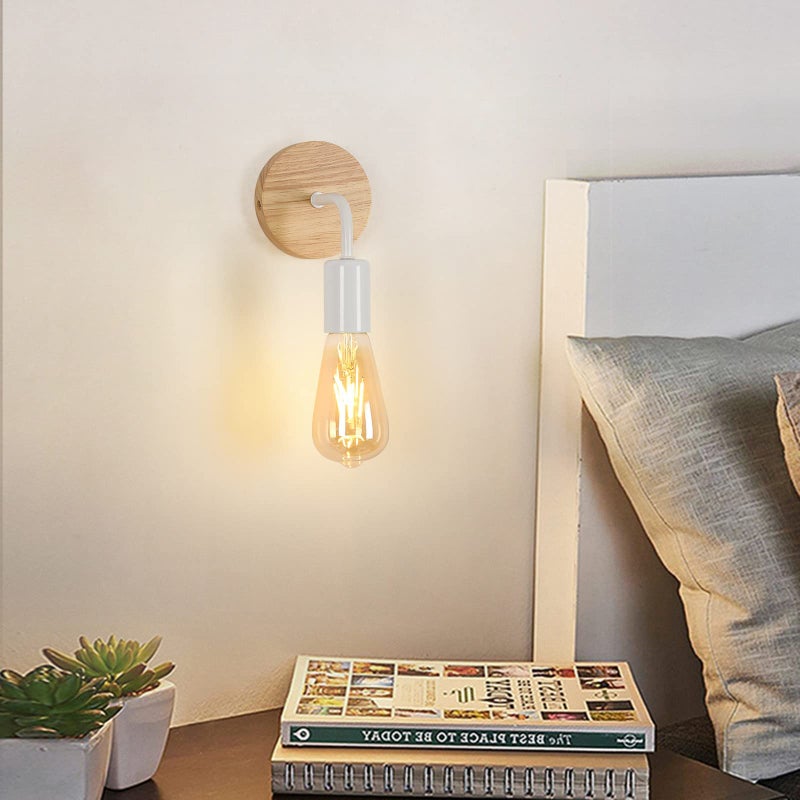 szt Kinkiet wewnętrzny w stylu vintage drewniana lampa ścienna oprawa do oświetlenia wewnętrznego do sypialni salonu korytarza żarówki nie dołączone