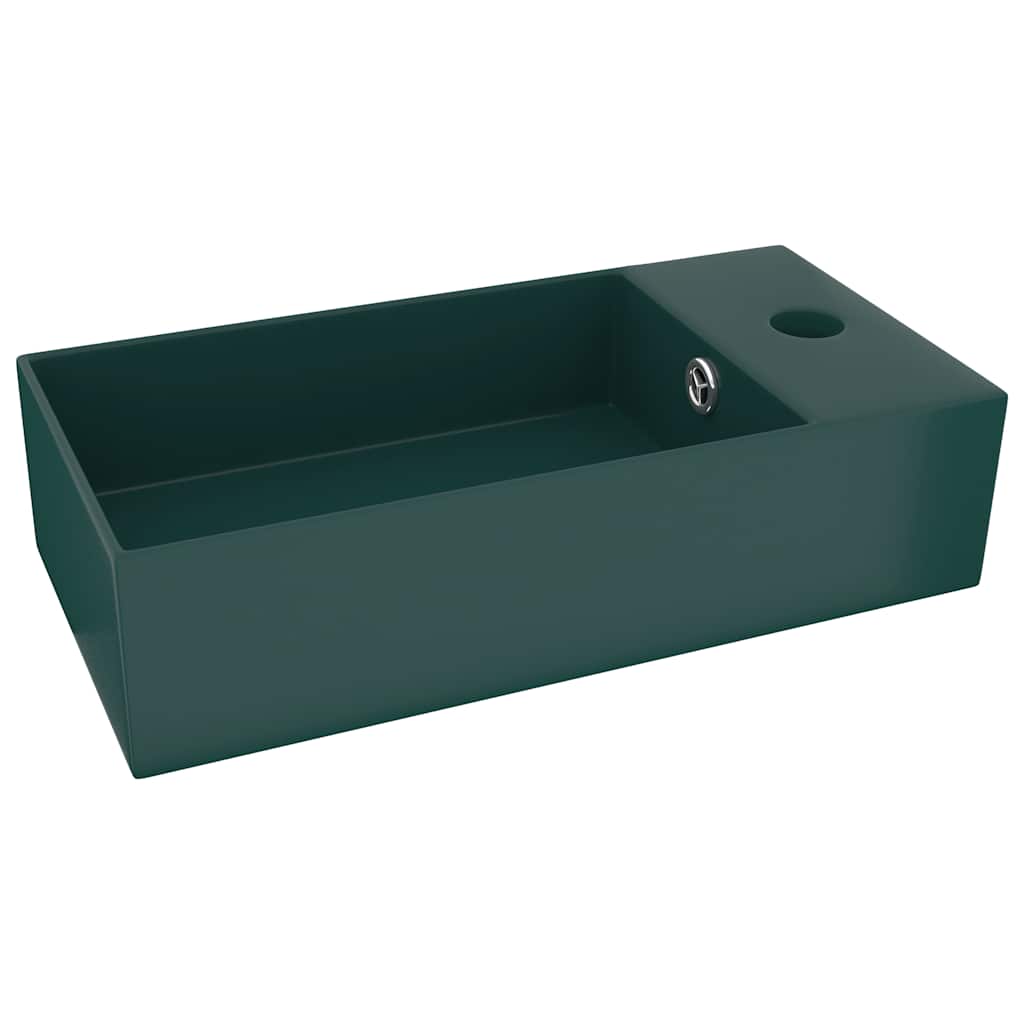 Umywalka Nablatowa Ceramiczna Zielona do Łazienki 48 cm