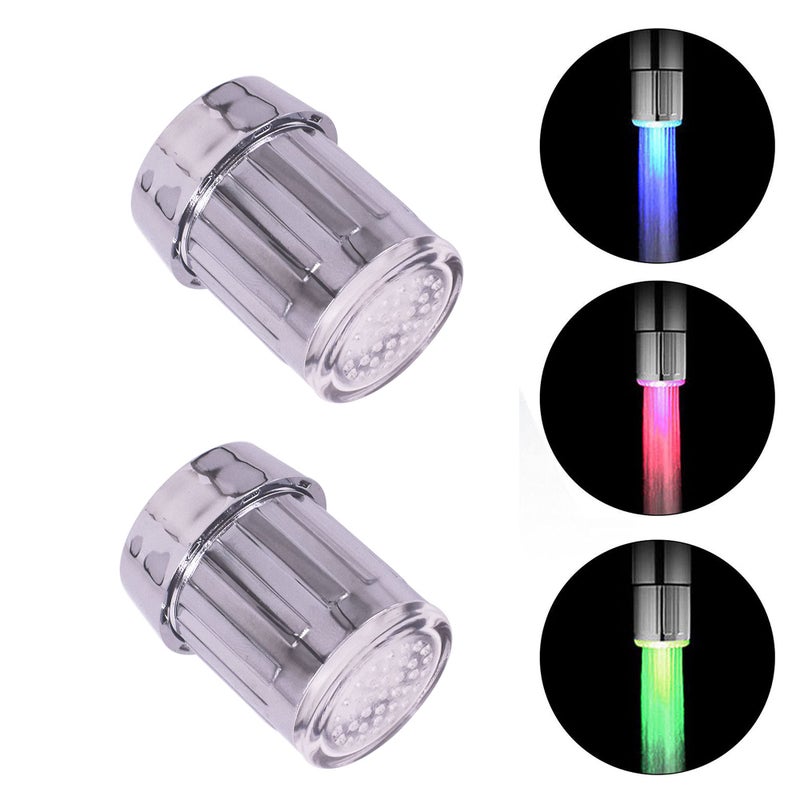 2Pack LED dysza kranu prysznic kran świecący wrażliwy na temperaturę 3 kolorowe światło wylewki kranu łazienka świecący kran aerator