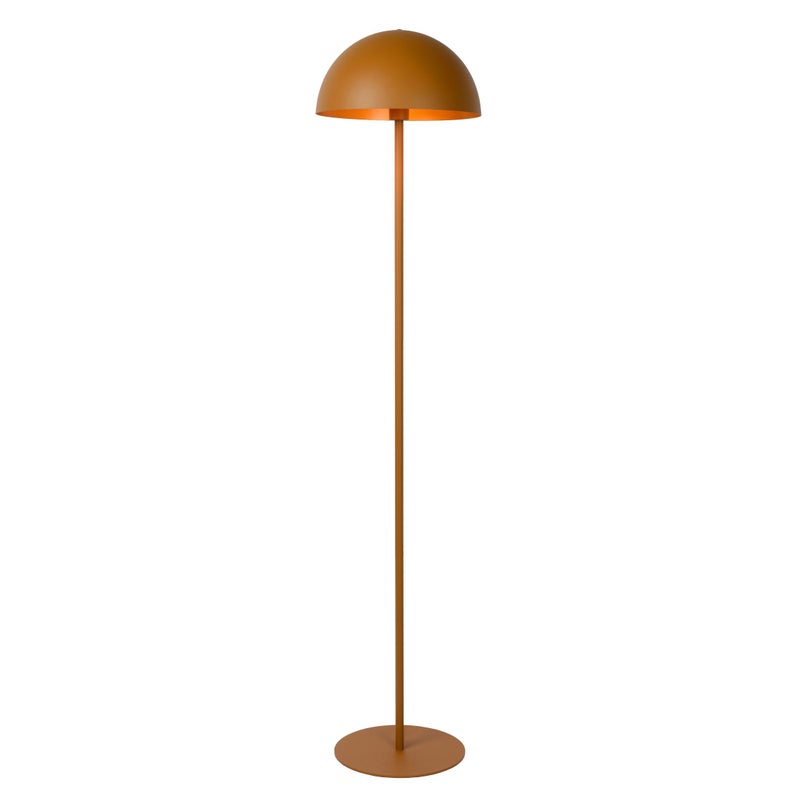 Lampa stojąca podłogowa industrialna pomarańczowa kopułowy klosz 1xE27 40W SIEMON Lucide
