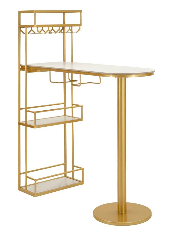 Luksusowy bar – konstrukcja z metalu i sztucznego marmuru, 120x45x150 cm, nowoczesny design glamour