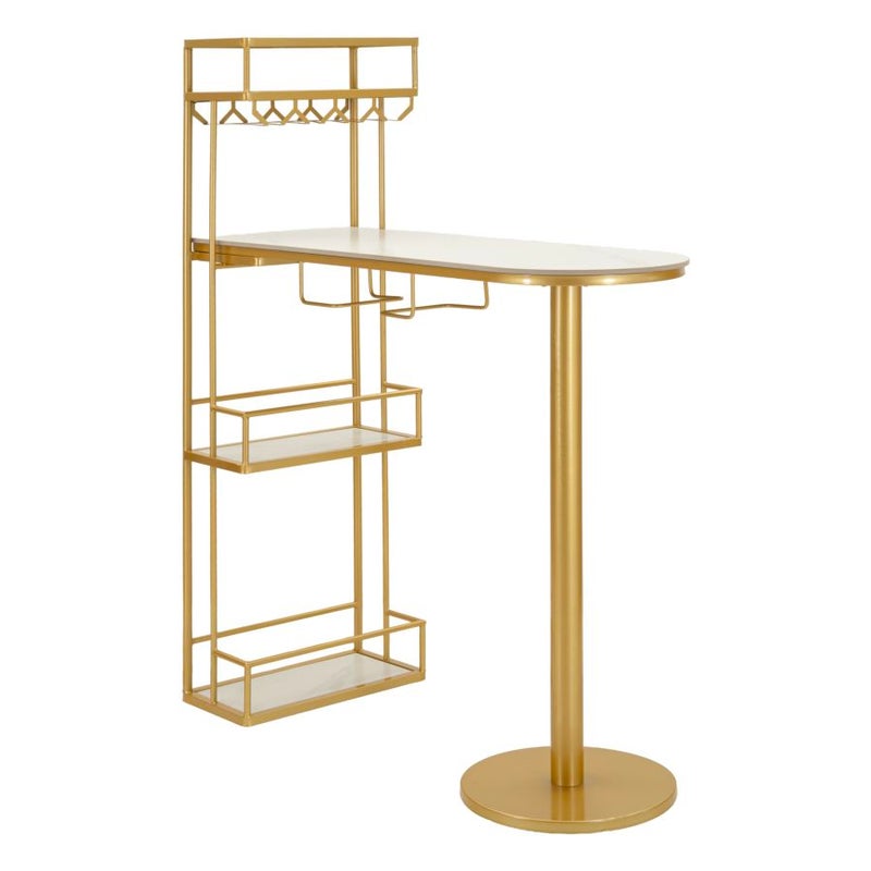 Luksusowy bar – konstrukcja z metalu i sztucznego marmuru, 120x45x150 cm, nowoczesny design glamour