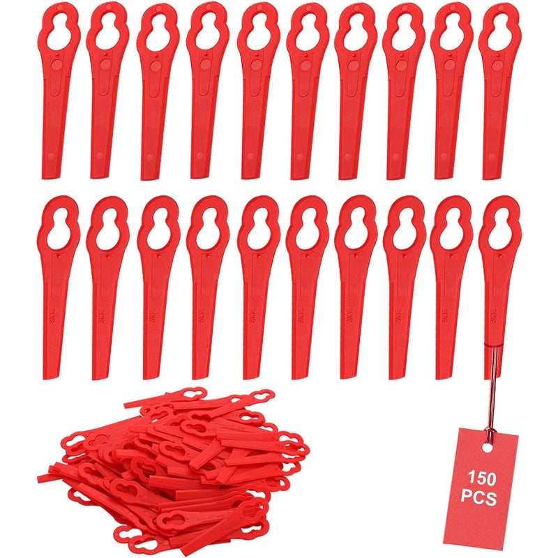 Zestaw 150 plastikowych ostrzy zamiennych do podkaszarki, czerwone ostrza do kosiarki, plastikowe ostrze do podkaszarki, akcesoria