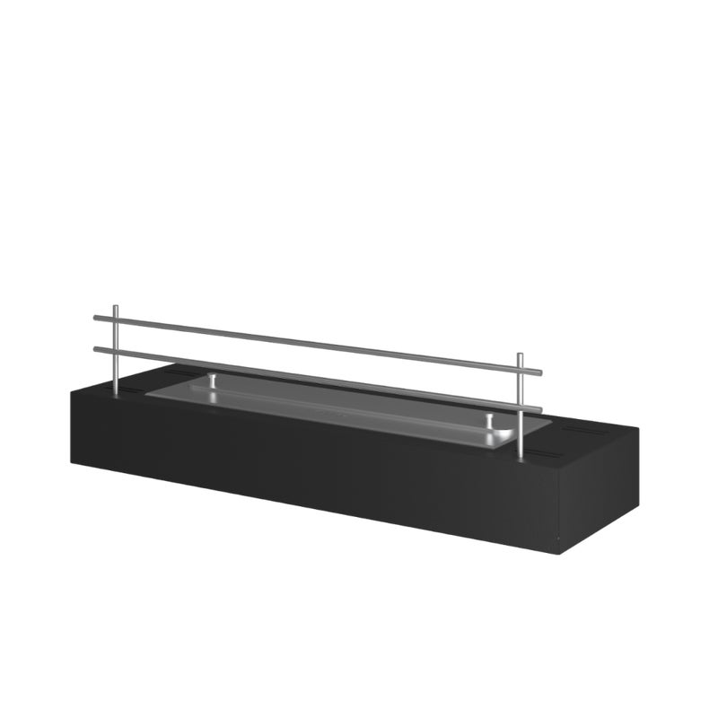 60 cm, matowo-czarny, blatowy palnik na bioetanol ze stali nierdzewnej z grillem