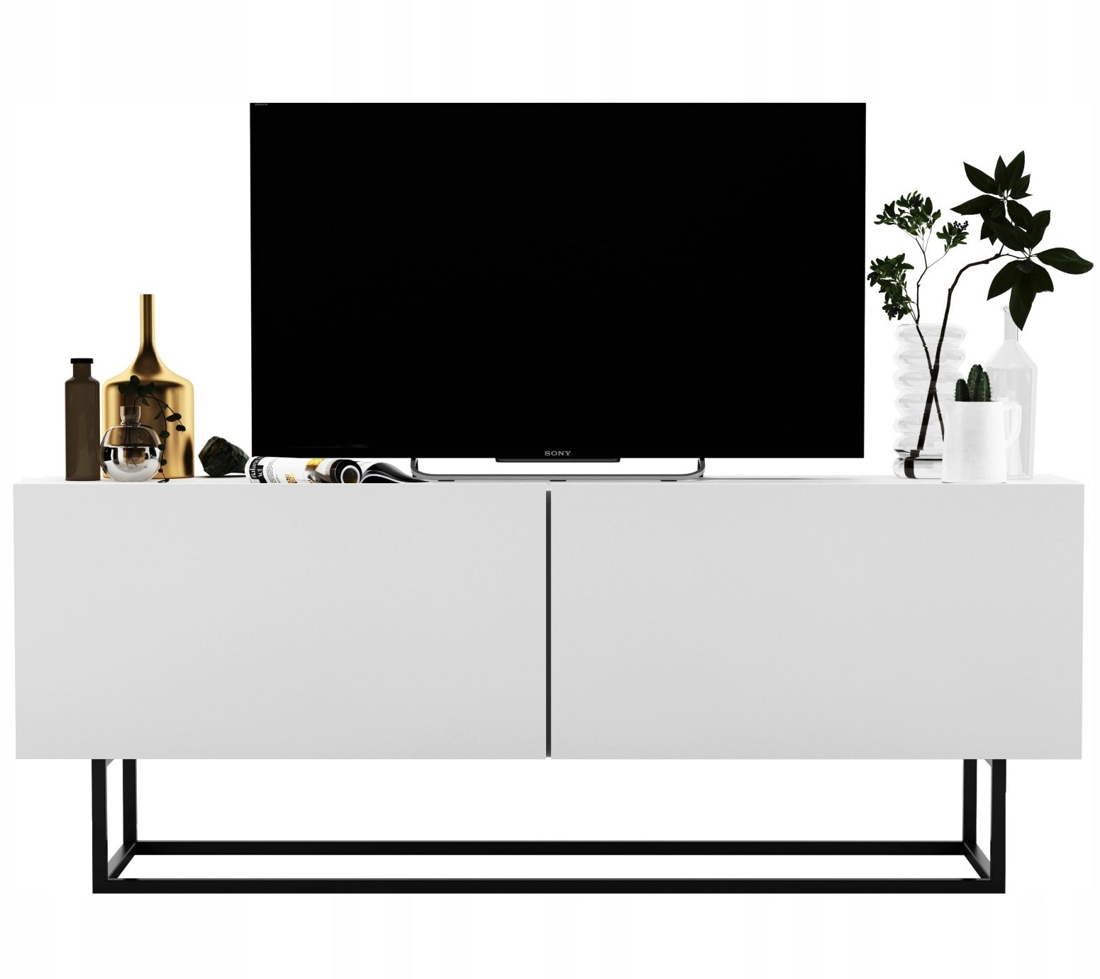 Szafka RTV Loft Industrialna 120 cm biały mat, komoda pod telewizor do salonu