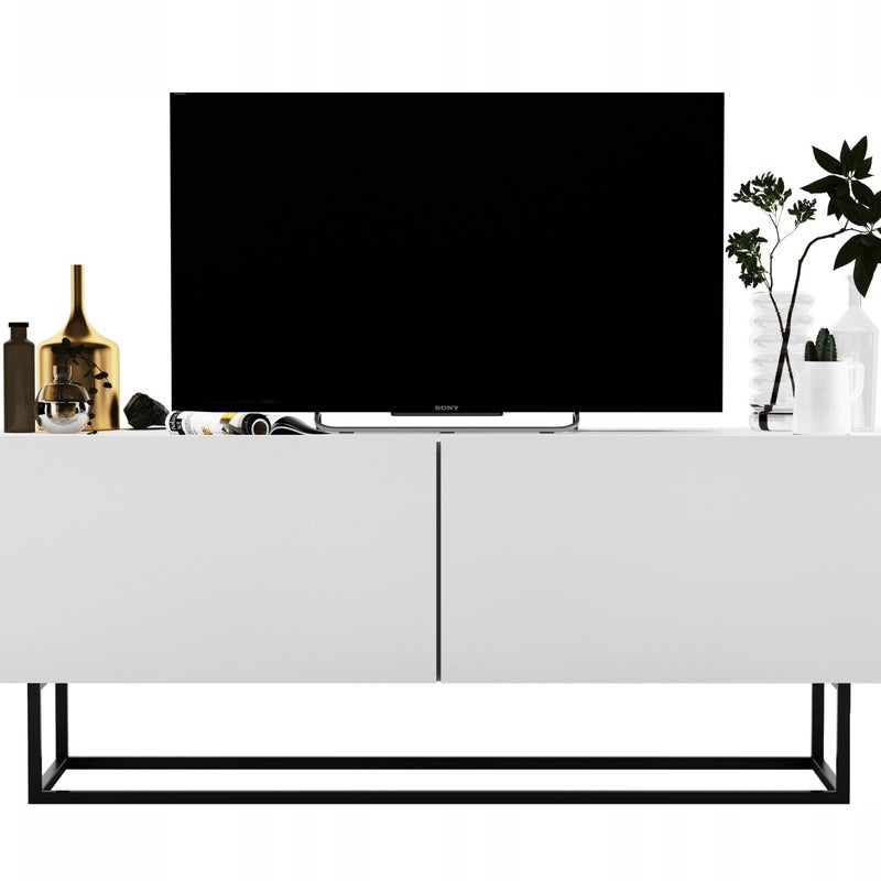 Szafka RTV Loft Industrialna 120 cm biały mat, komoda pod telewizor do salonu