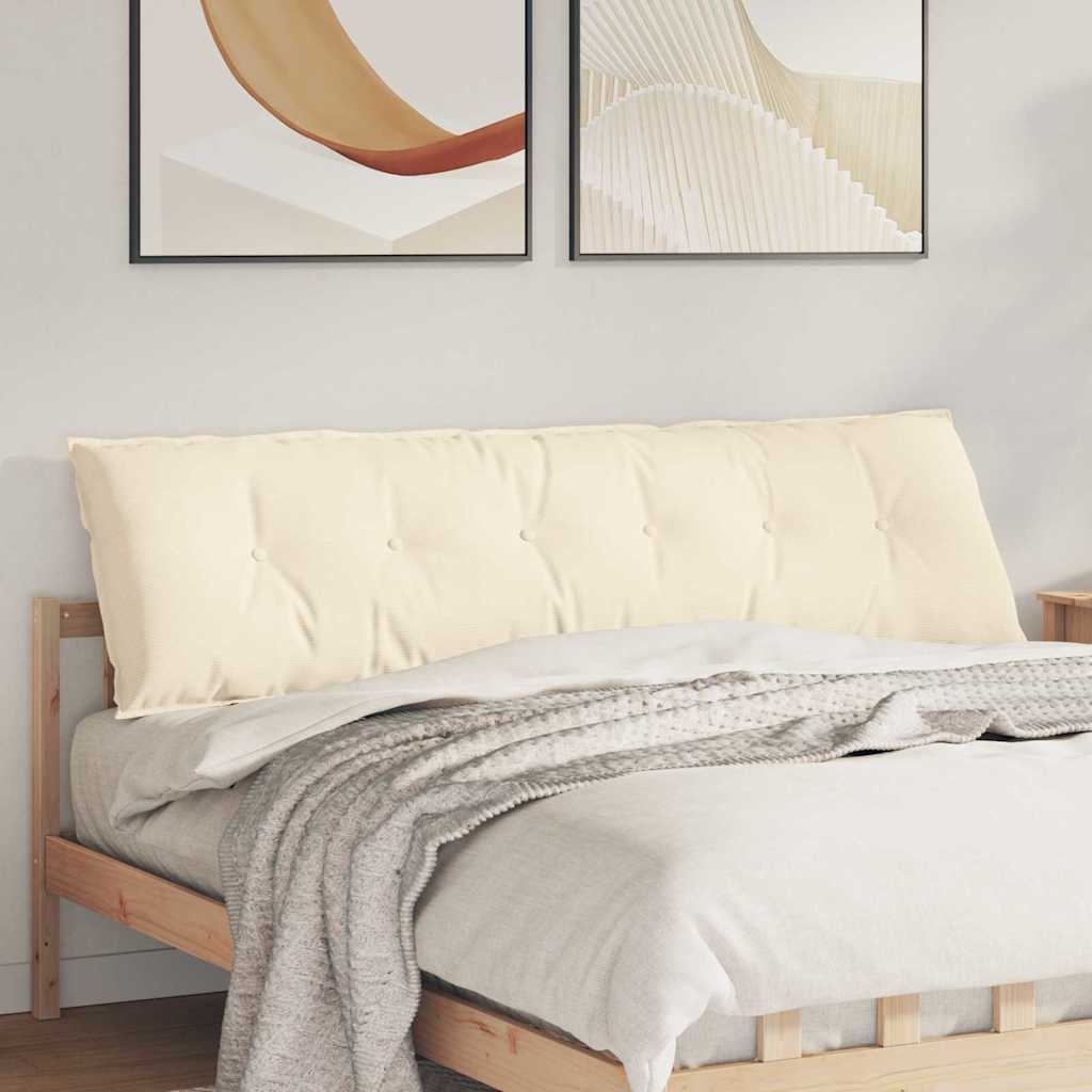 Poduszka na plecy Kremowy 180 x 50 cm Tkanina sztruksowa vidaXL