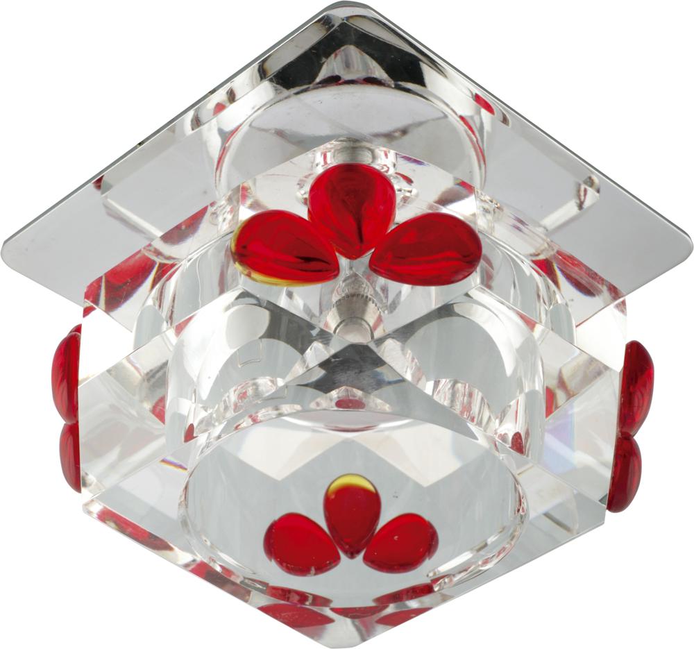 Oprawa sufitowa chromowana kwadratowa szklany klosz z czerwonymi łezkami 1xG4 20W SK-49 Candellux