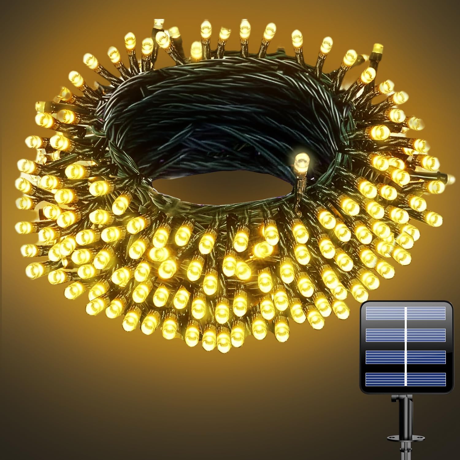 Solarne lampki choinkowe na zewnątrz, 10M 100 LED, 8 trybów wodoodpornego światła, światło słoneczne na patio, do ogrodu, na drzewo, do domu
