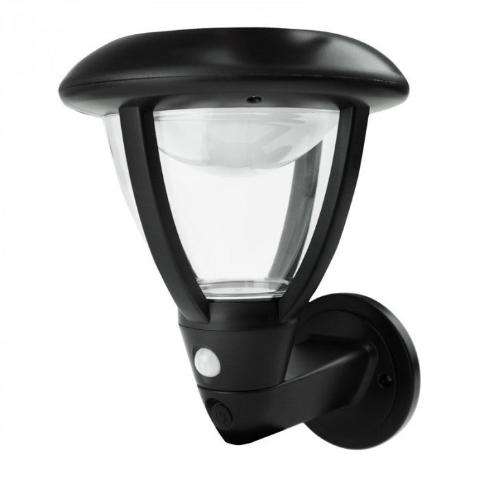 Kinkiet solarny z czujnikiem ruchu kinkiet solarny LED Neutralna biel 95lm czarny wym:19x14x15cm IP44 Ecolight