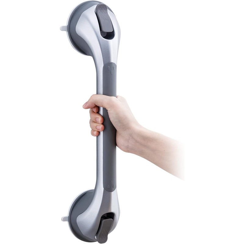 Uchwyt łazienkowy z przyssawką, 43 cm, pod prysznic, odpowiedni dla osób starszych, srebrny