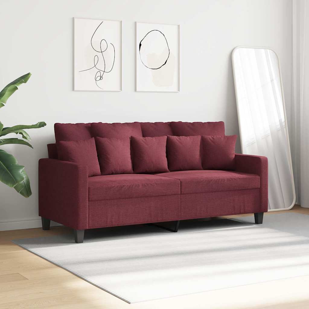 Sofa 2-osobowa, winna czerwień, 140 cm, tapicerowana tkaniną