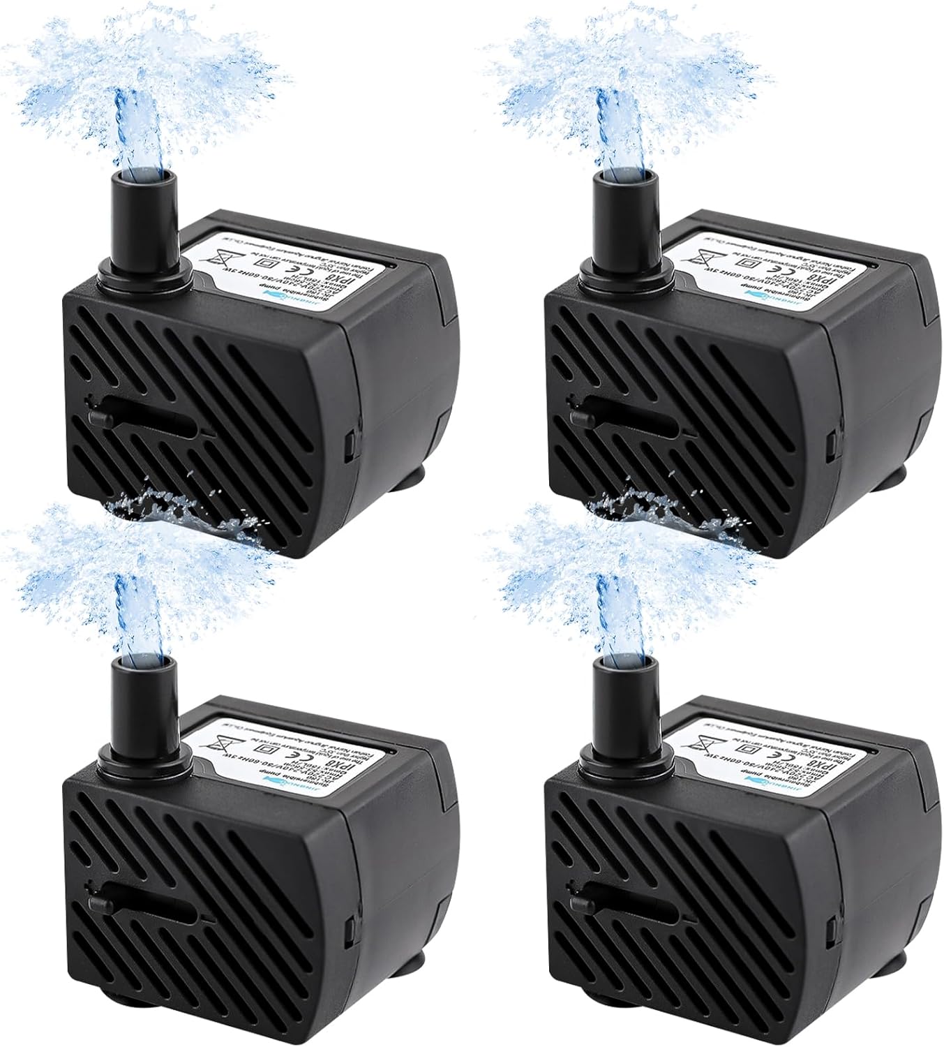 Miniaturowa pompa zanurzeniowa do wody, 4 sztuki, ultracicha, 180 l/h, 3 W, 220 V-240 V, 50/60 Hz, regulowana do stawów, fontann i akwariów