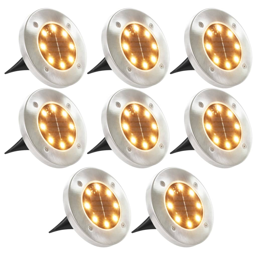 Solarne lampy gruntowe, 8 szt., ciepłe białe LED vidaXL