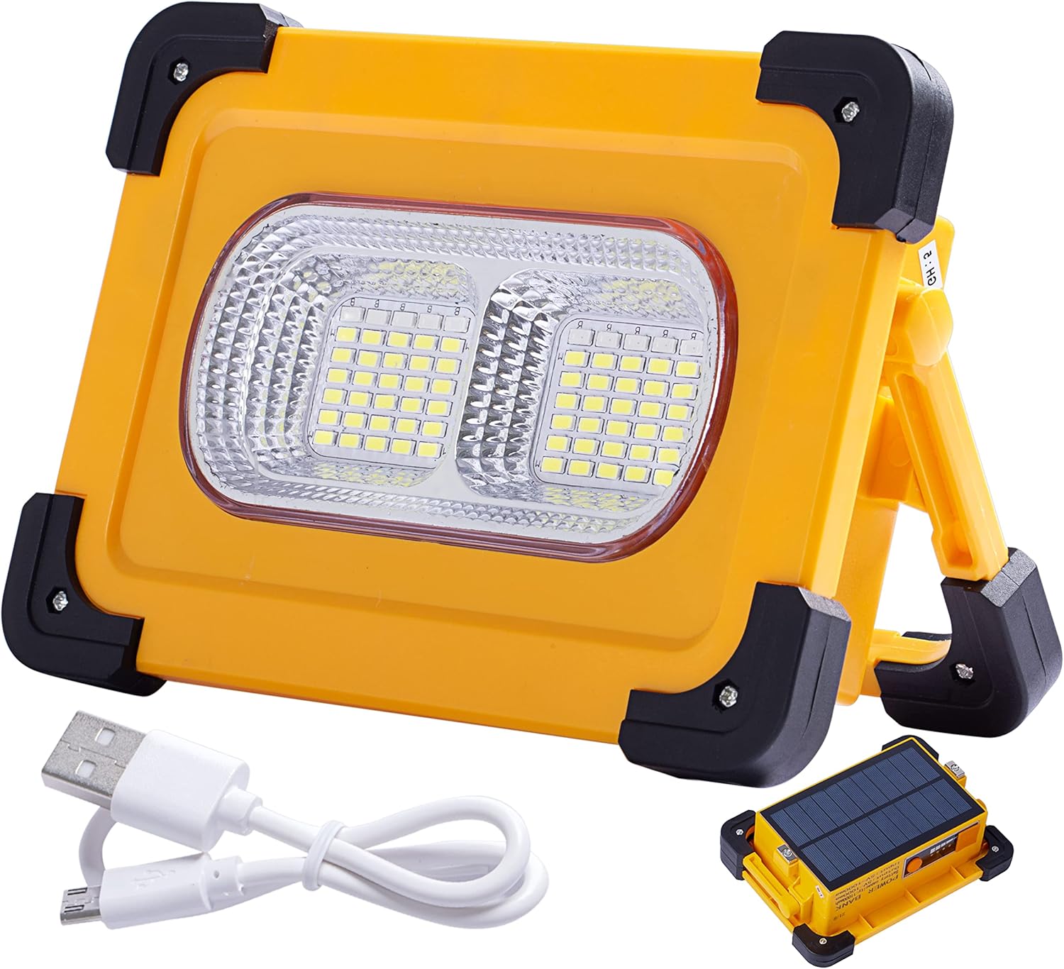 3-trybowy reflektor LED 60 W z akumulatorem, przenośna lampa robocza zasilana energią słoneczną z USB, wodoodporny reflektor awaryjny na plac budowy z
