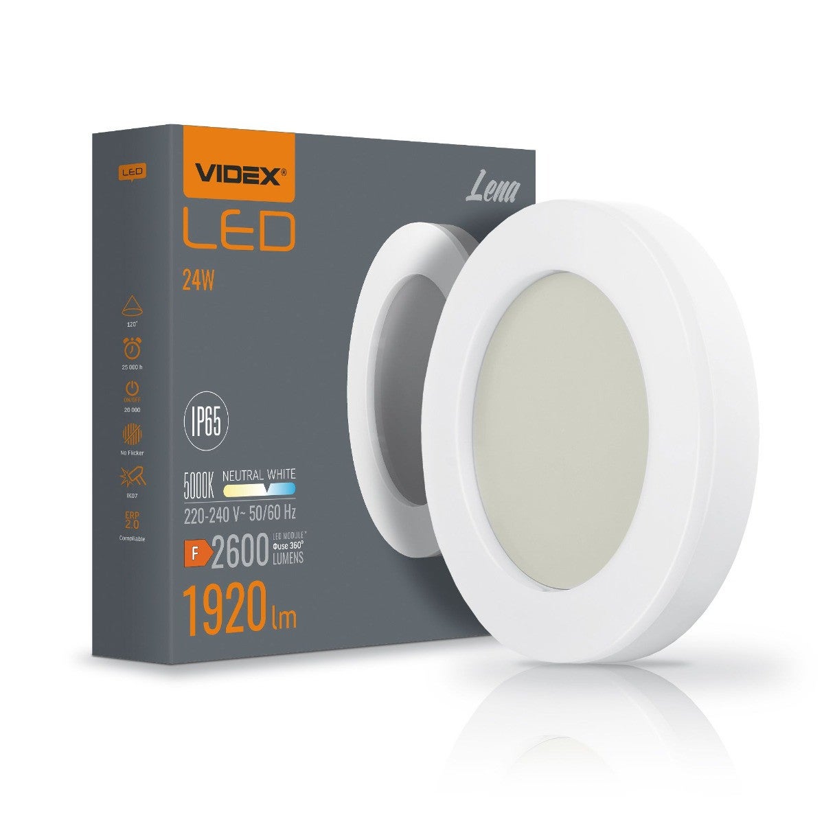 Lampa sufitowa zewnętrzna LENA LED 24 W Neutralna biel 2600lm biała wym:32x32x5cm IP65 Videx