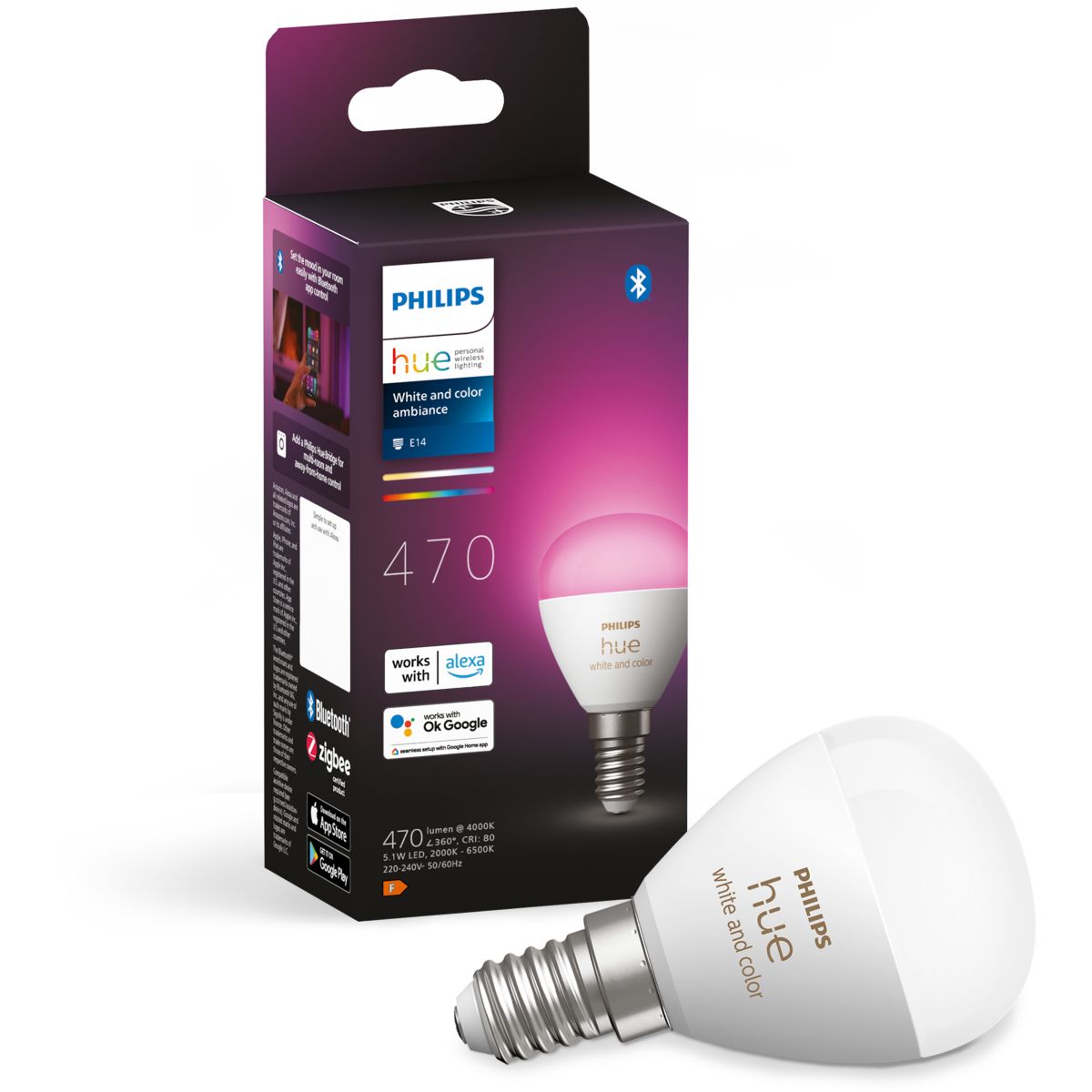Żarówka inteligentna Philips Hue White&Color Ambiance E14 16 milionów kolorów i sterowanie głosowe