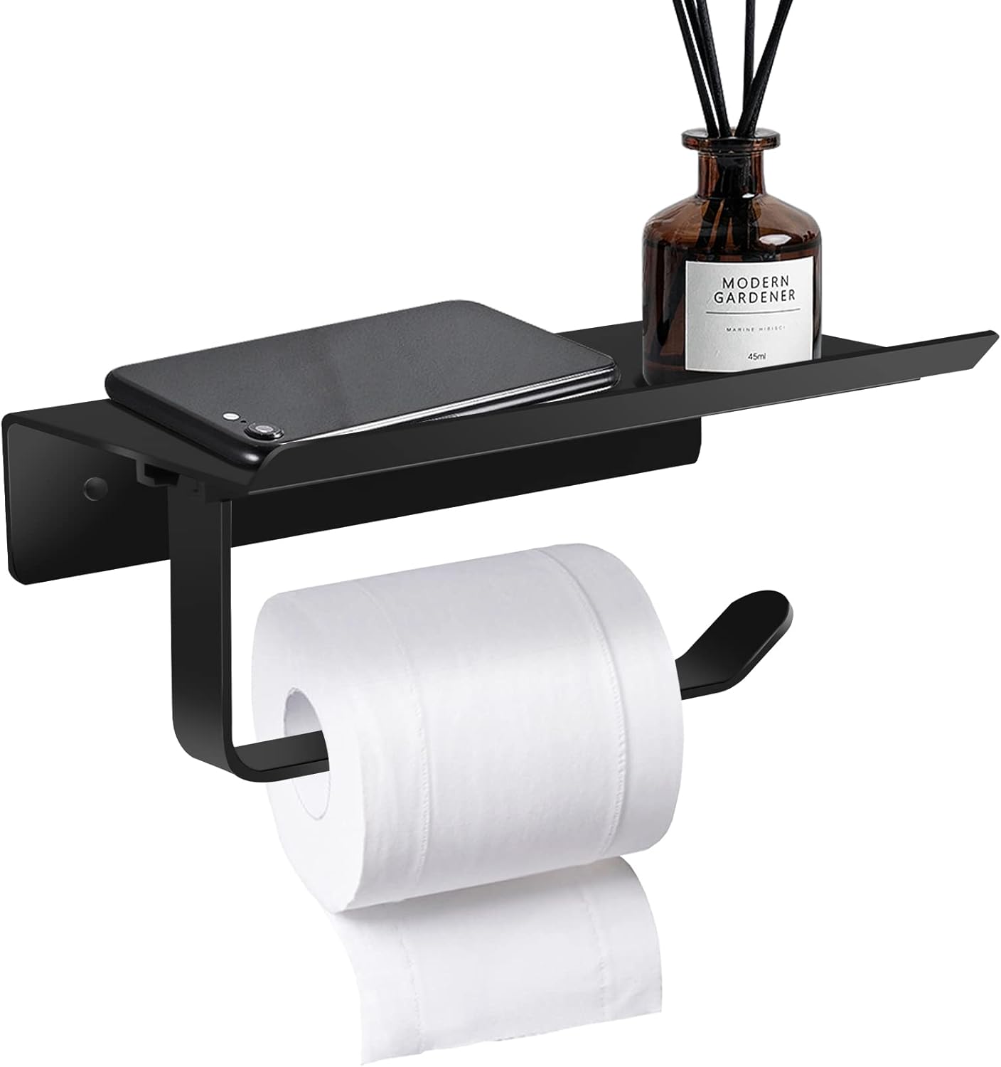 Uchwyt na papier toaletowy montowany na ścianie, aluminiowy uchwyt na papier toaletowy z przestronnymi półkami, do toalet i kuchni, łazienki