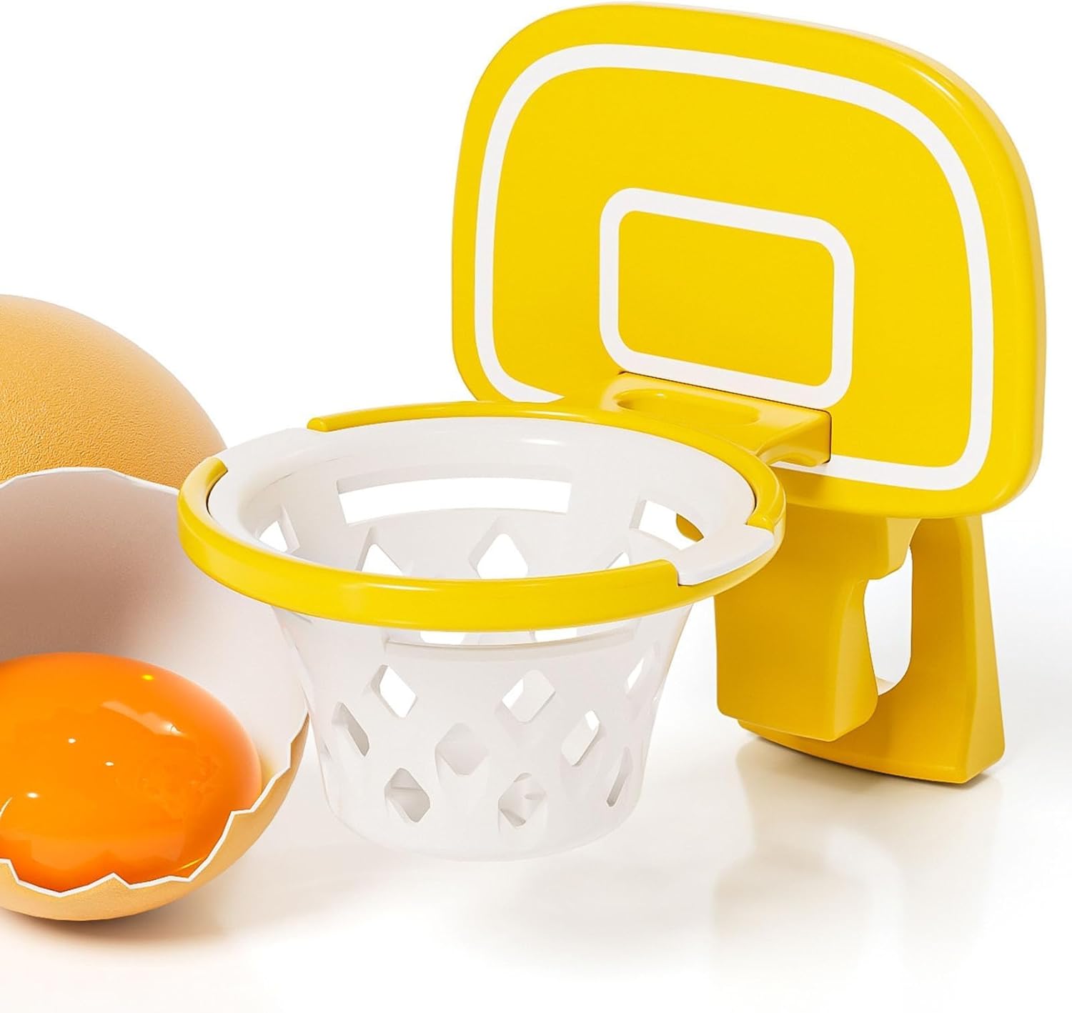 Kosz do koszykówki z separatorem żółtka i białka, separator do jajek, filtr do jajek w kształcie ramki do koszykówki, plastikowy separator do jajek (ż