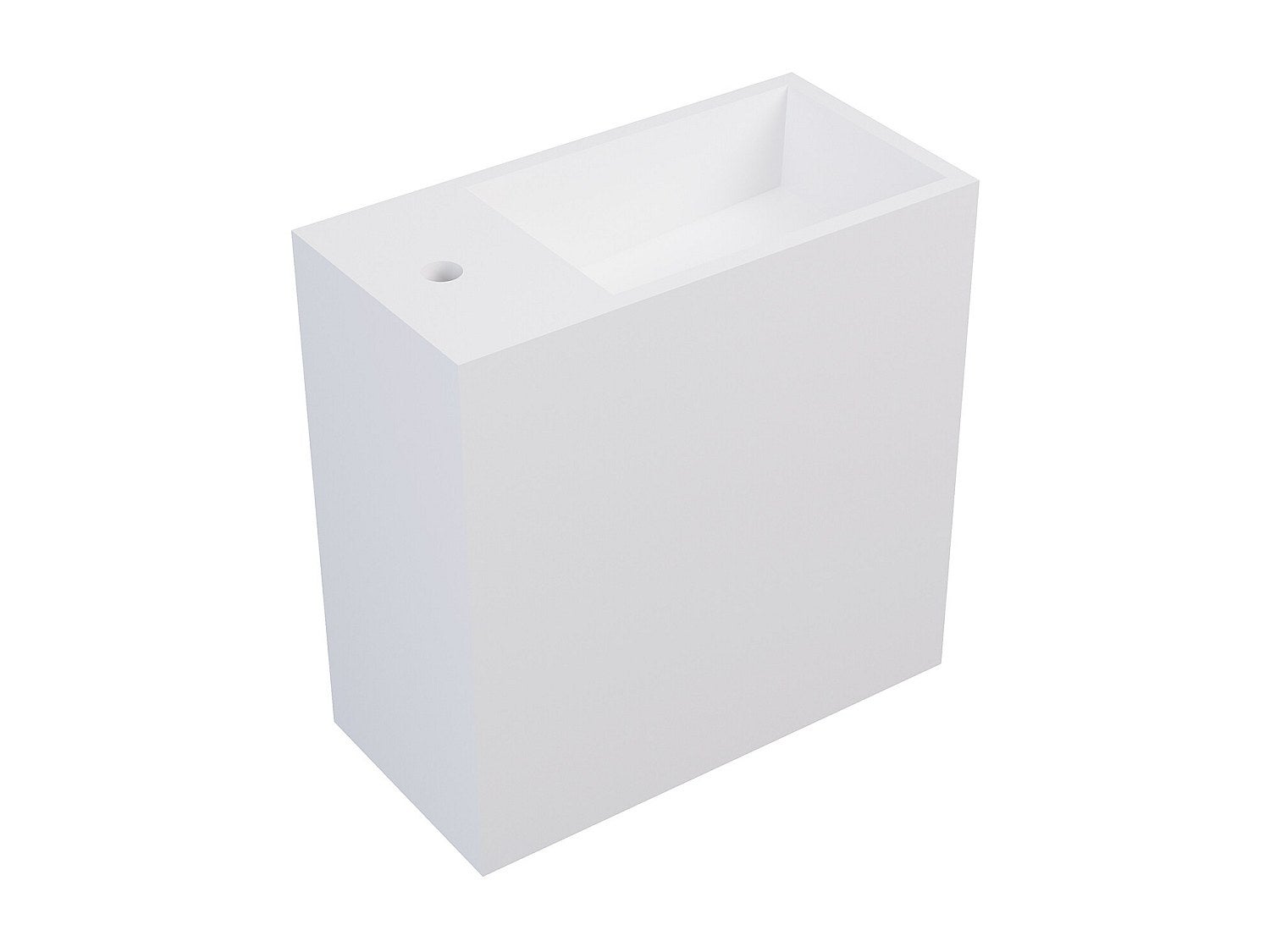 Umywalka wisząca biała solid surface z wnęką - Bateria po lewej - 40 cm - PUMORI