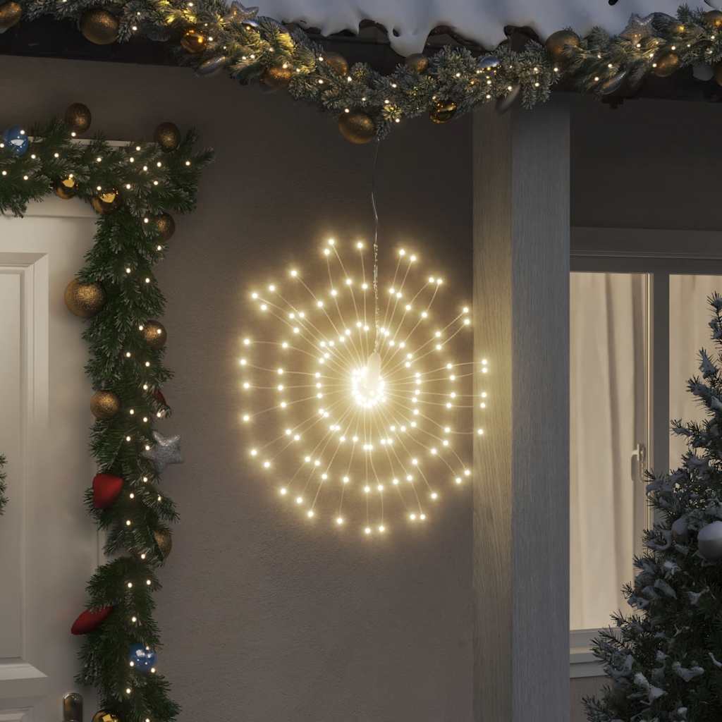 Ozdoby świąteczne ze 140 lampkami LED, 4 szt, ciepła biel, 17cm vidaXL