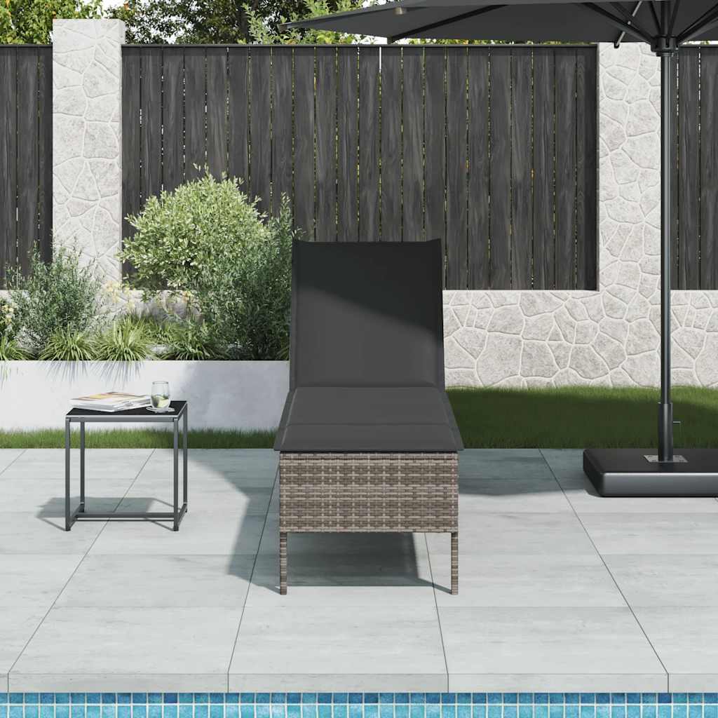 Leżak z poduszką Szary 55x200x44cm Polirattan vidaXL