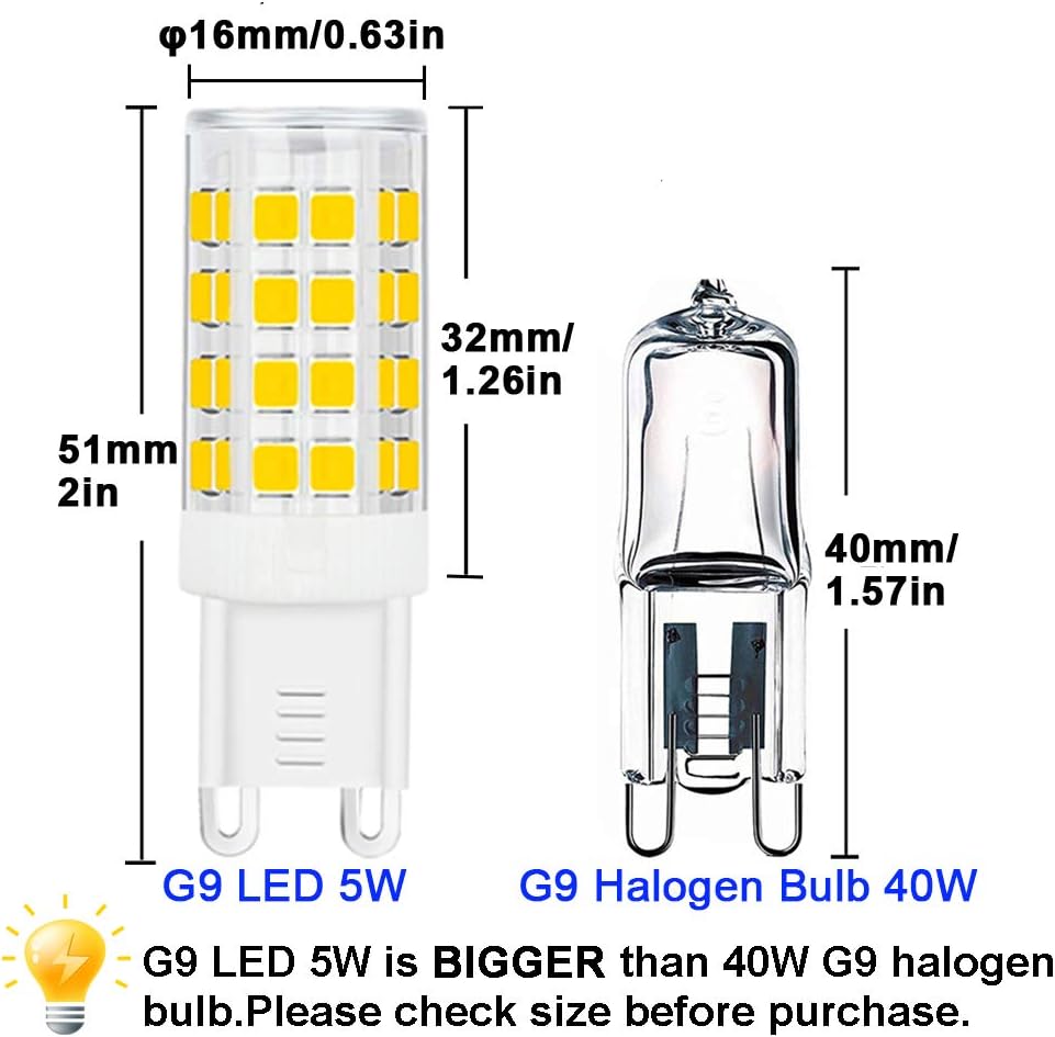 Zestaw 10 reflektorów LED, żarówka LED G9, 5 W, biała ciepła, biała zimna, energooszczędne żarówki LED, AC 220 V, bez możliwości ściemniania
