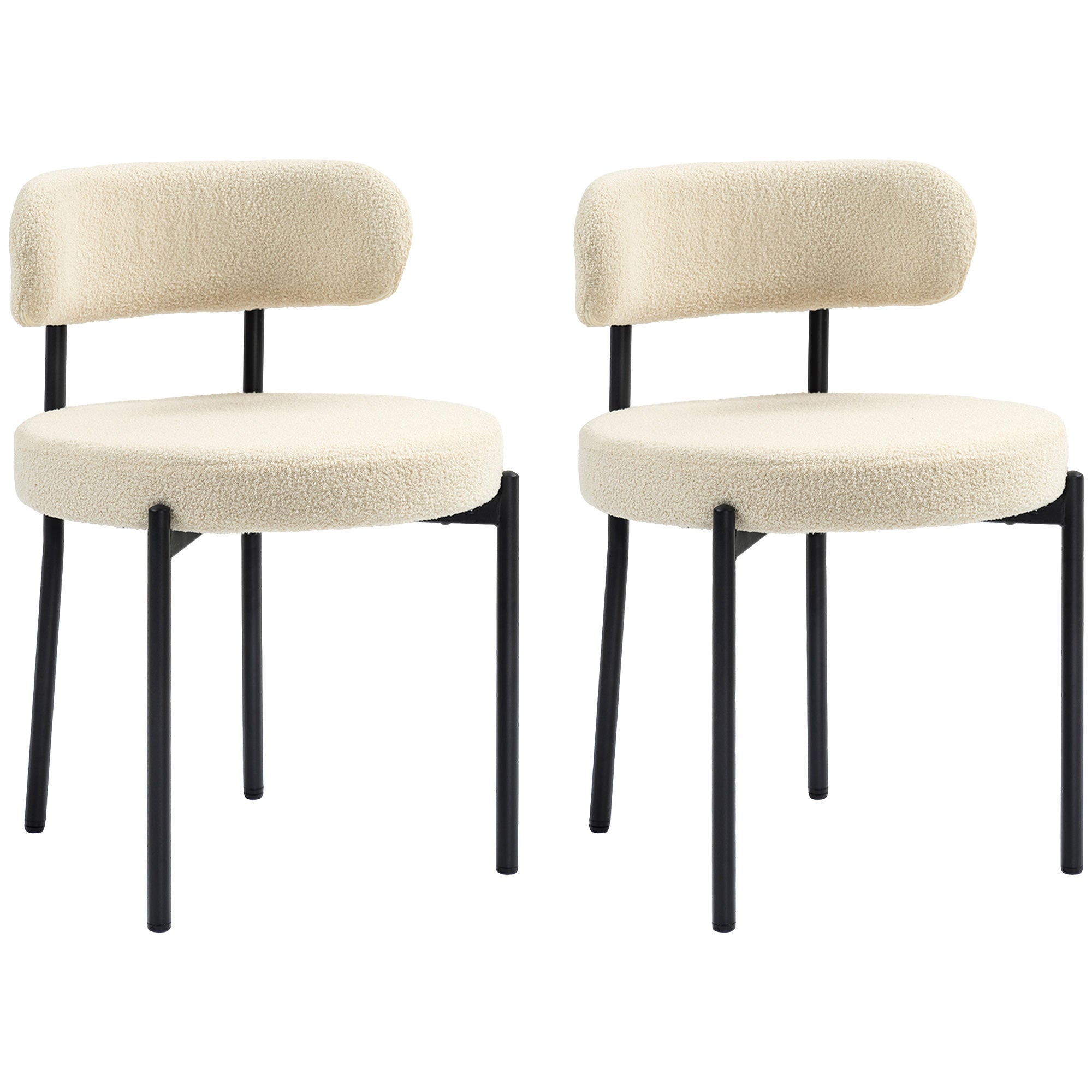 Zestaw z 2 krzesła robić jadalni z tkanina oparcie i stal legs 51 x 51 x 76 cm beżowy czarny