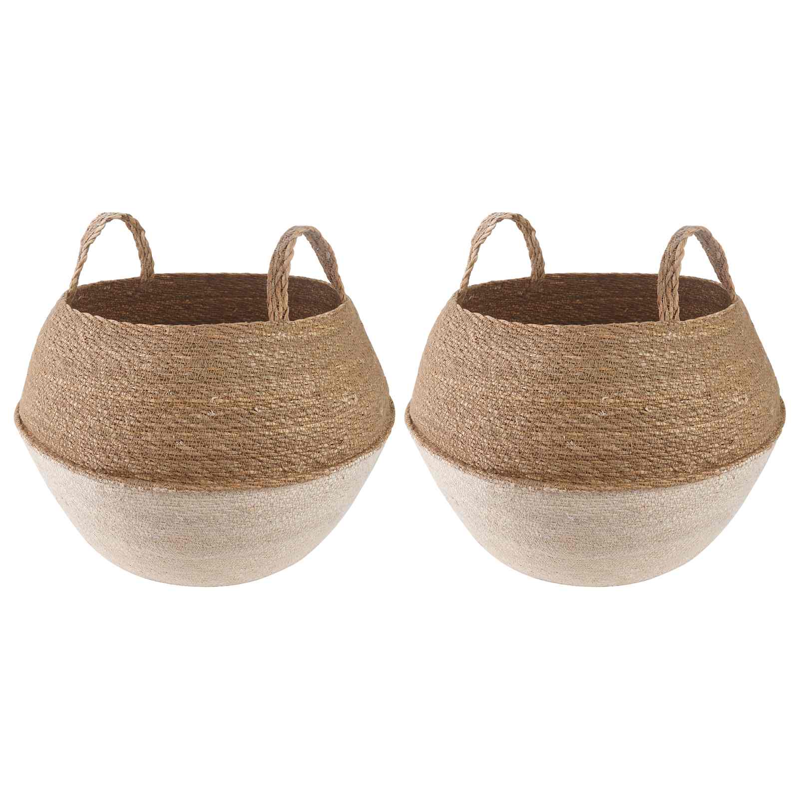 Doniczka z uchwytami 2 pcs Biały Ø 45 x 36 cm 100% Trawa morska vidaXL