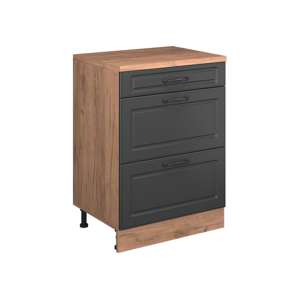 Vicco Komoda rozszerzająca Rion, Antracyt wiejski/Dąb goldkraft, 60 x 46 cm bez skosu z 3 szufladami